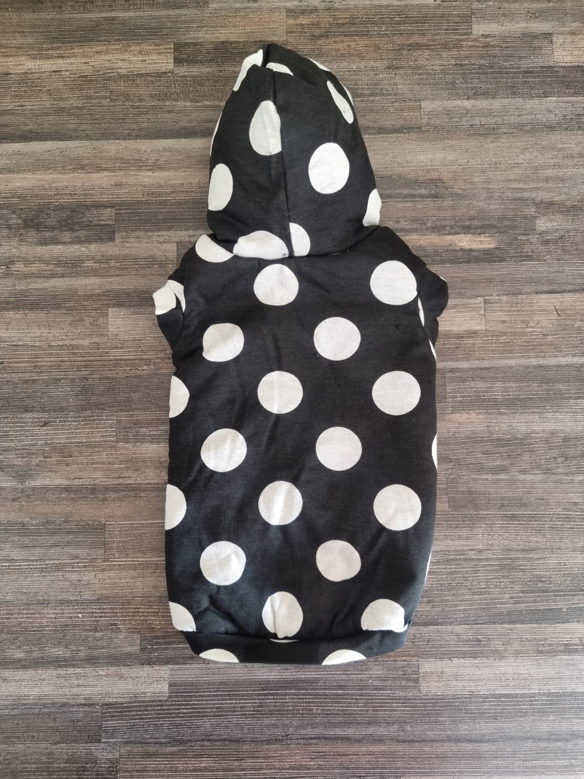 Large White Polka Dot Vest with Wool Lined Inner and Hoodie